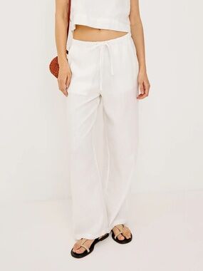 Rails White Linen Relaxed Casual Minimalist Lightweight Emmie Pants Large